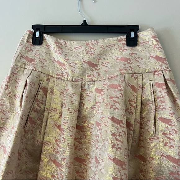 Anthropologie Moulinette Soeurs Sugarplum Pink and Gold Brocade Skirt Size 8 - Picture 2 of 11